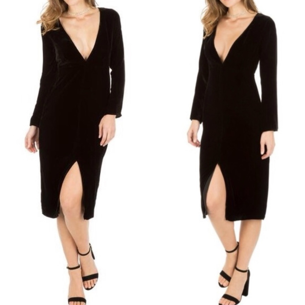For Love and Lemons black velvet midi dress.